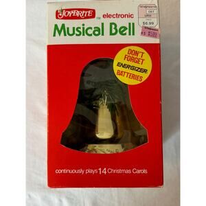 Vintage Joy Brite Gold Musical Christmas Bell Ornament Battery Operated